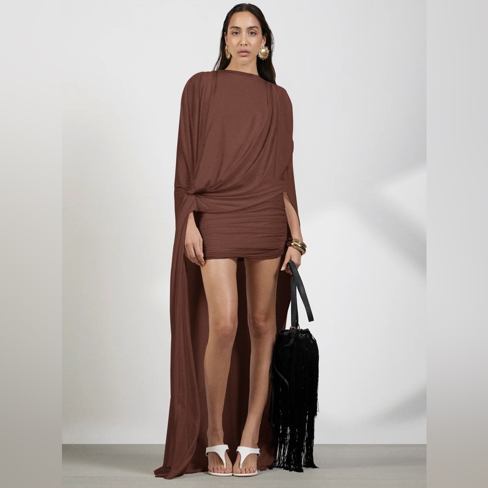 Deme by Gabriella Alexandra Mocha Cape Dress S